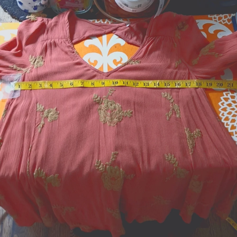 Free People Burnt Orange Embroidered Austin Mini Dress